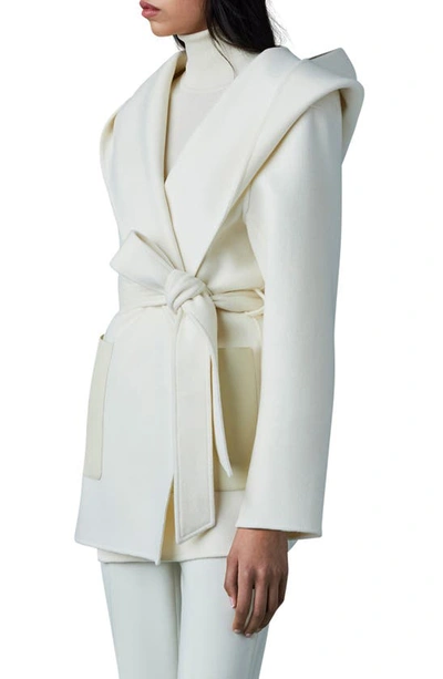 Mackage Azra Belted Double Face Wool Wrap Coat In Cream