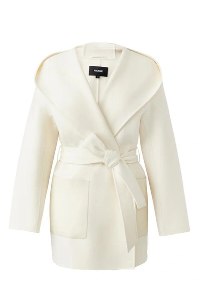 Mackage Azra Belted Double Face Wool Wrap Coat In Cream