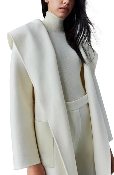 Mackage Azra Belted Double Face Wool Wrap Coat In Cream