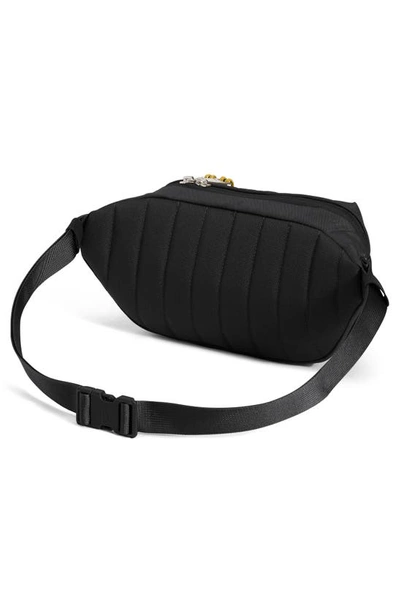 Shop The North Face Berkeley Lumbar Water Repellent Recycled Nylon Belt Bag In Tnf Black/ Mineral Gold