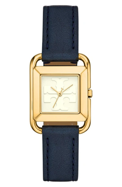 Shop Tory Burch The Miller Square Watch Gift Set, 24mm In Navy/ Gold