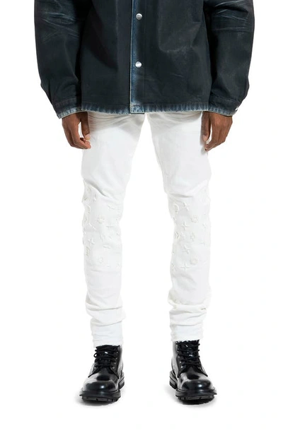 Shop Purple Brand Tuffetage Monogram 3d Distressed Skinny Jeans In White