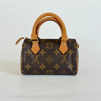 Pre-owned Louis Vuitton Brown Monogram Canvas Mini Speedy Shoulder Bag W Strap