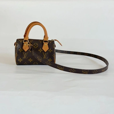 Pre-owned Louis Vuitton Brown Monogram Canvas Mini Speedy Shoulder Bag W Strap