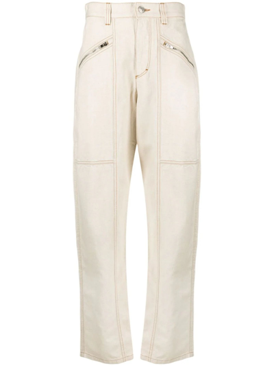 Shop Isabel Marant Ecru Cotton Blend Fanny Cargo Trousers In Bianco