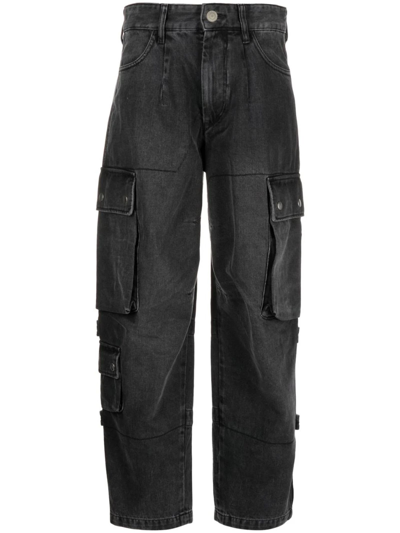 Shop Isabel Marant Black Cotton Elore Cargo Pants In Nero