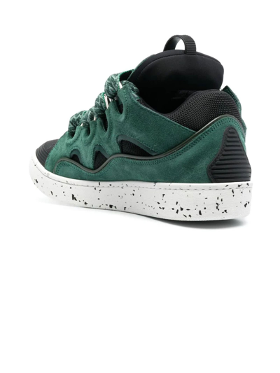 Shop Lanvin Forest Green Curb Lace-up Sneakers In Verde