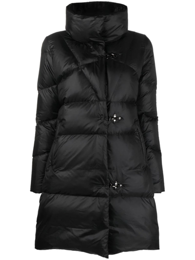 Shop Fay Black Feather Down Long Jacket In Nero