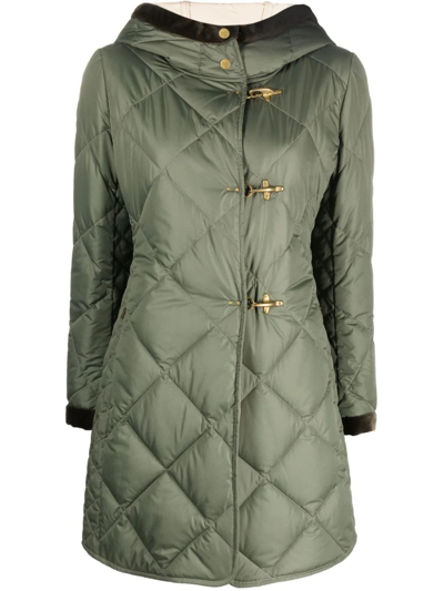 Shop Fay Quilted Virginia Coat With Hood In Verde