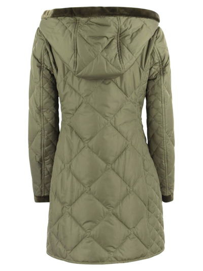 Shop Fay Quilted Virginia Coat With Hood In Verde