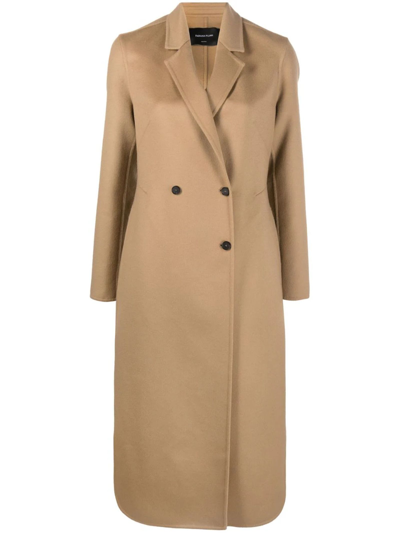 Shop Fabiana Filippi Camel Brown Virgin Wool-cashmere Blend Coat In Marrone