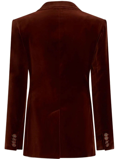 Shop Etro Brown Cotton Blend Velvet Blazer In Marrone