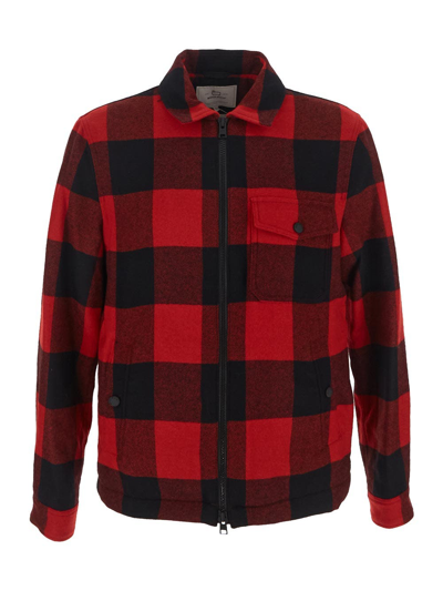 Shop Woolrich Sherpa Timber Check Overshirt In Red