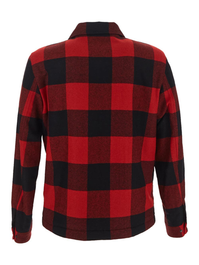 Shop Woolrich Sherpa Timber Check Overshirt In Red