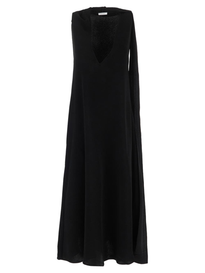 Shop Ferragamo Sash Long Dress In Black