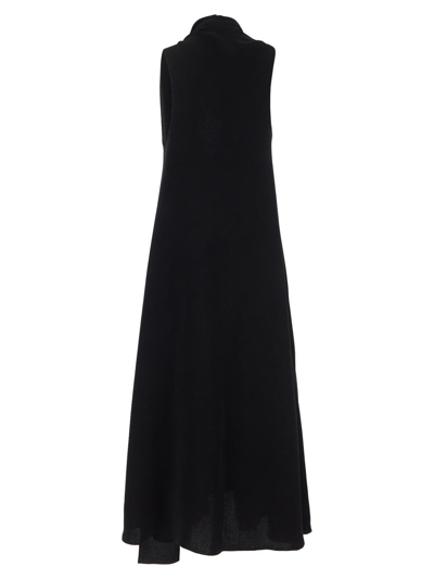 Shop Ferragamo Sash Long Dress In Black