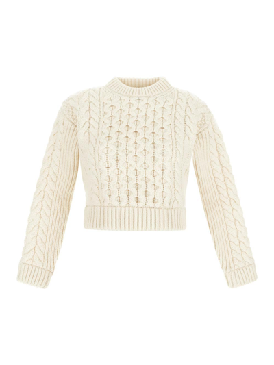Shop Patou Cables Pullover In White