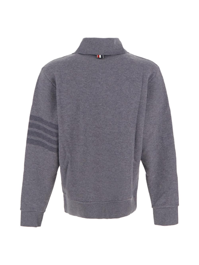 Shop Thom Browne Funnel Neck Pullover In Grey