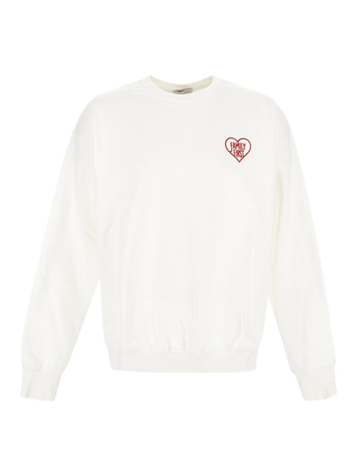 Shop Family First Crewneck Heart Sweatshirt In White