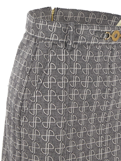 Shop Patou Slit Jp Jewel Pencil Skirt In Grey