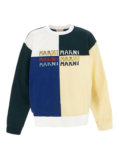 Shop Marni Puzzle Logo Brushed Sweatshirt In Multicolor