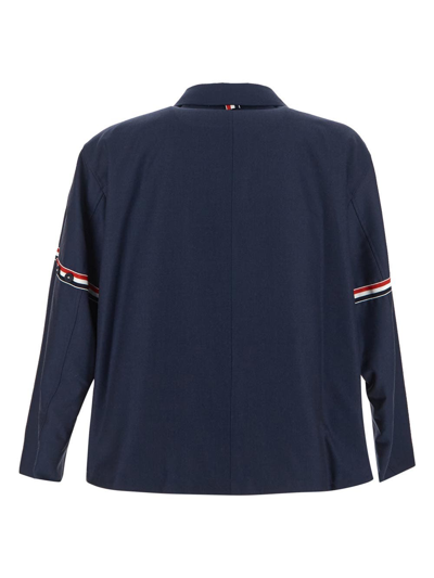 Shop Thom Browne Relaxed Zip Front Jacket In Blue