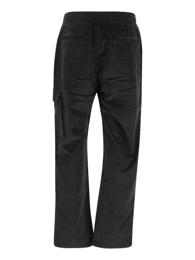 Shop Family First New Cargo Velvet Trousers In Black