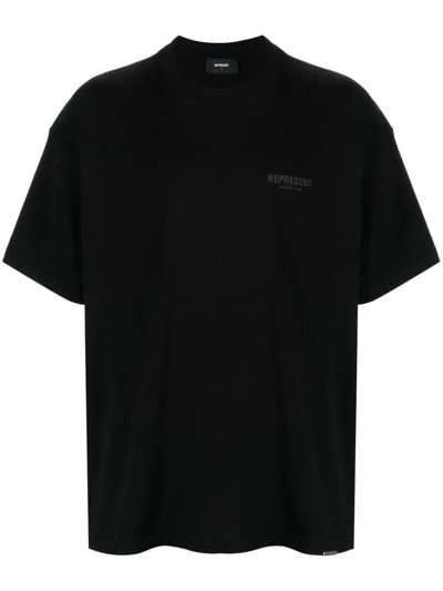 Shop Represent Black Cotton Owners Club Cotton T-shirt In Nero