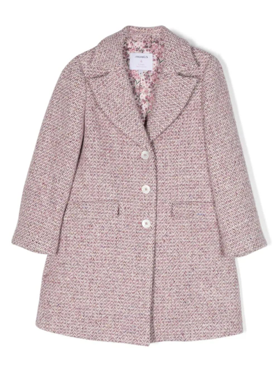 Shop Simonetta Pink Bouclé Single-breasted Coat In Rosa