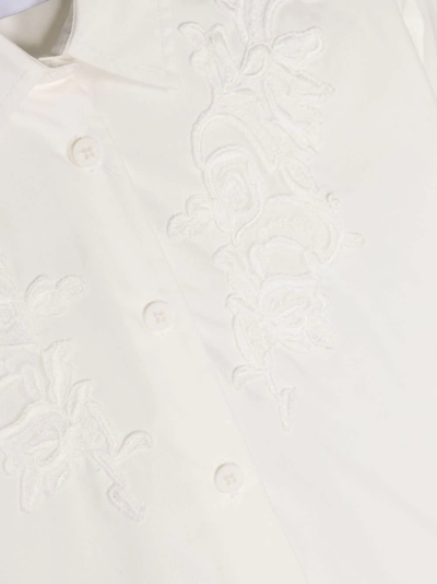 Shop Ermanno Scervino Junior White Shirt With Lace Appliqués In Bianco