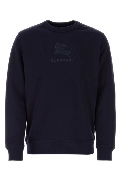 Shop Burberry Man Midnight Blue Cotton Sweatshirt
