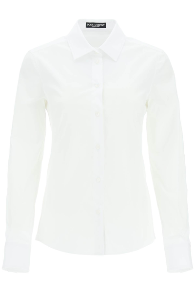 Shop Dolce & Gabbana Slim-fit Stretch Poplin Shirt Women In White