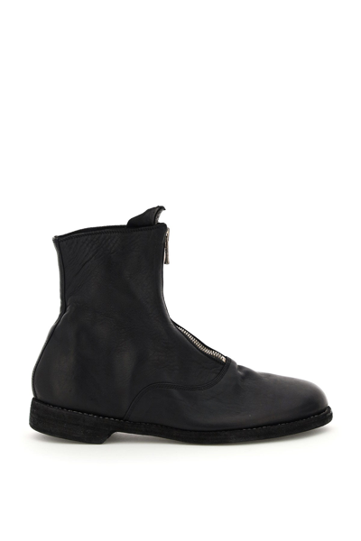 Shop Guidi Front Zip Leather Ankle Boots Men In Black