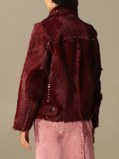 Shop Prada Fur Coats Woman Red Woman