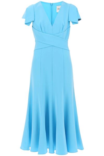 Shop Roland Mouret Cady Midi Dress With Cap Sleeves Women In Blue
