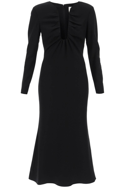 Shop Roland Mouret Midi Dress With Plunging Neckline Women In Black