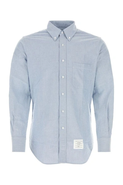 Shop Thom Browne Man Light-blue Oxford Shirt