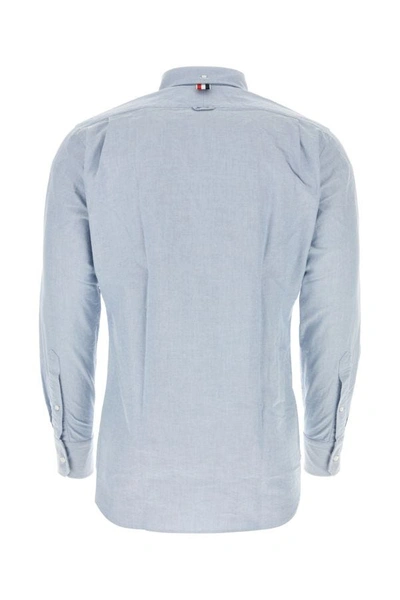 Shop Thom Browne Man Light-blue Oxford Shirt