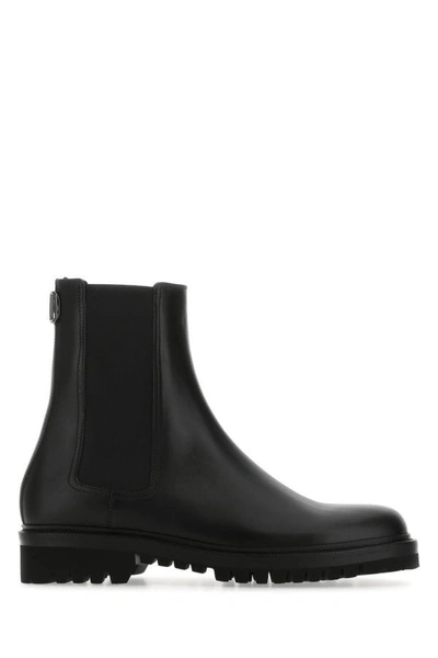 Shop Valentino Garavani Man Black Leather Vlogo Ankle Boots