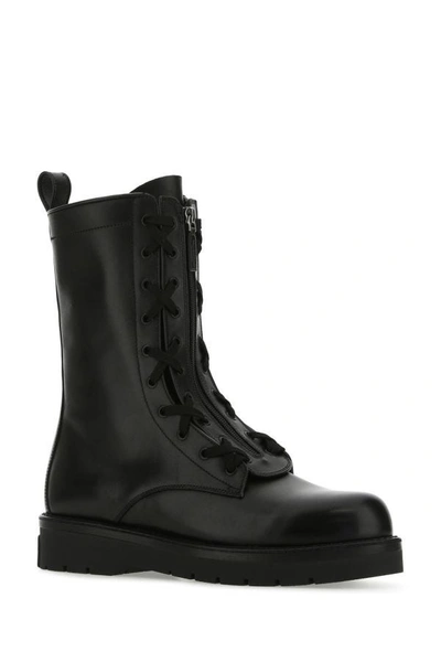 Shop Valentino Garavani Man Black Leather Xcombat Ankle Boots