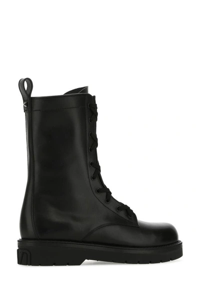 Shop Valentino Garavani Man Black Leather Xcombat Ankle Boots