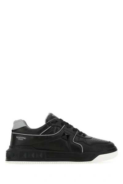 Shop Valentino Garavani Man Black Nappa Leather One Stud Sneakers