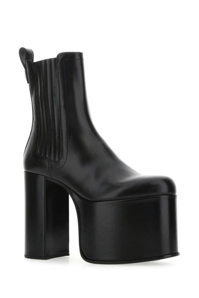 Shop Valentino Garavani Woman Black Leather Club Ankle Boots