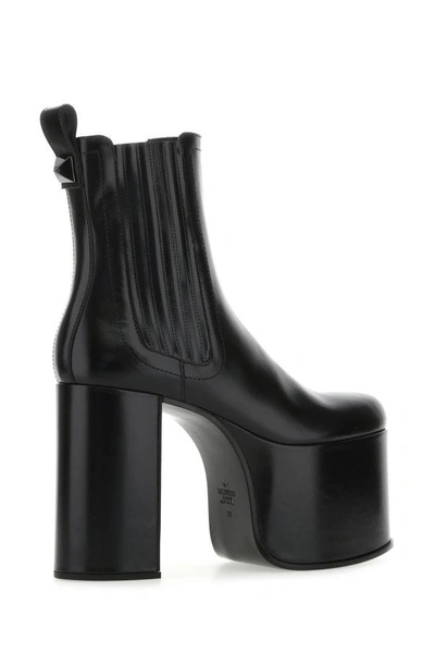 Shop Valentino Garavani Woman Black Leather Club Ankle Boots