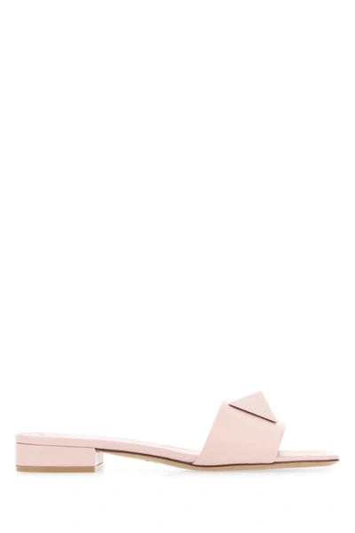 Shop Valentino Garavani Woman Pastel Pink Leather One Stud Slippers