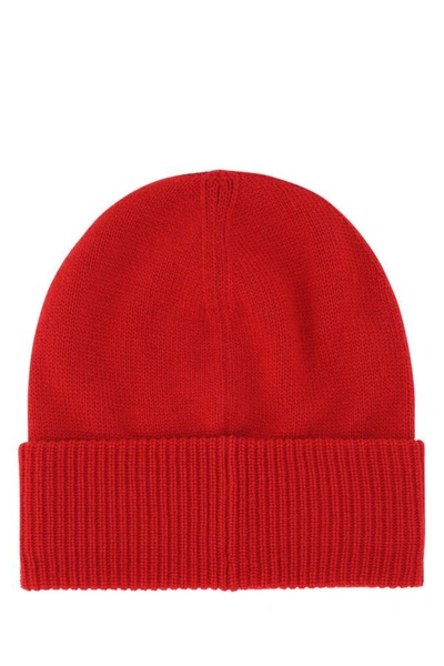 Shop Valentino Garavani Woman Red Wool Beanie Hat