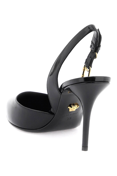 Shop Versace 'safety Pin' Slingback Pumps Women In Black