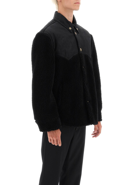 Shop Versace Barocco Silhouette Fleece Jacket Men In Black