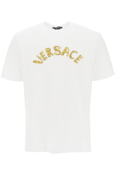 Shop Versace Seashell Baroque T-shirt Men In White