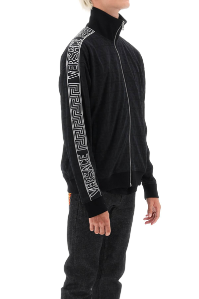 Shop Versace Techno  Allover Track Sweatshirt Men In Black